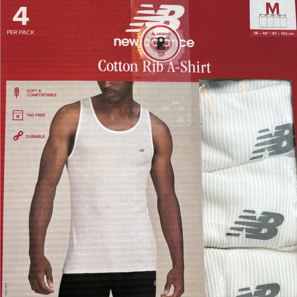 New Balance White Ribbed Cotton Men’s Tank Top